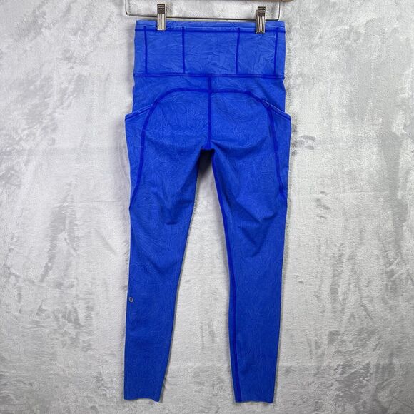 lululemon athletica Pants - Lululemon Fast Free Leggings Women's 4 Blue Ice Dye Cropped Athletic Gym